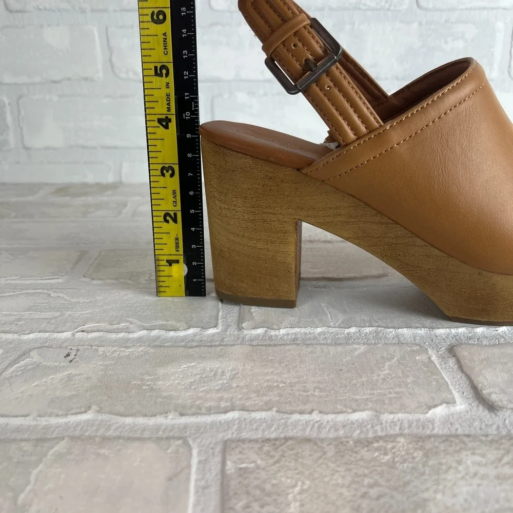 Universal Thread Watson Clogs Womens 7.5 Brown Faux Leather Slingback Platform - Picture 11 of 12